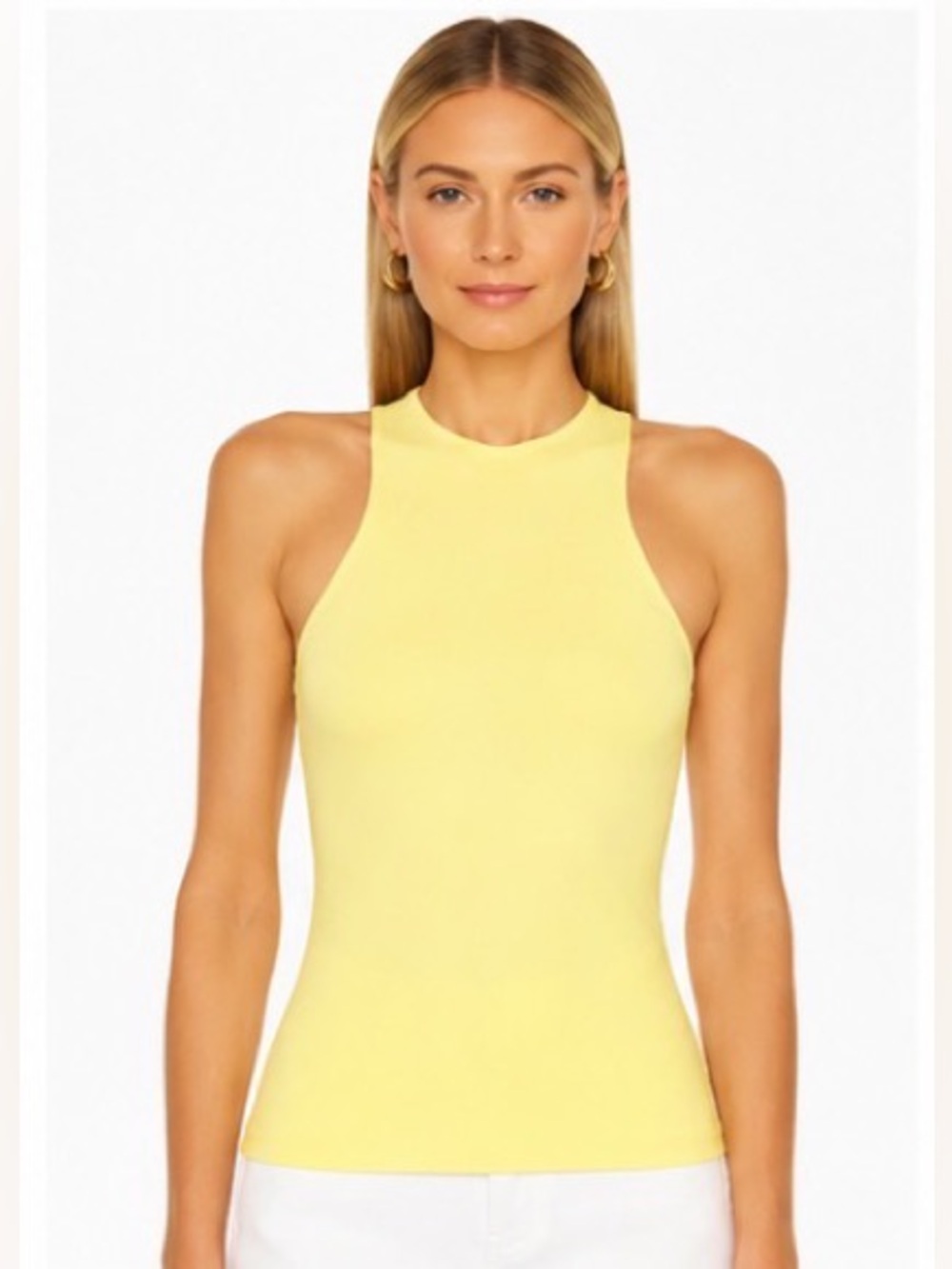 SUSANA MONACO Racer Tank Top Lemon Zest Yellow Size Large NWT Stretchy Sold Out